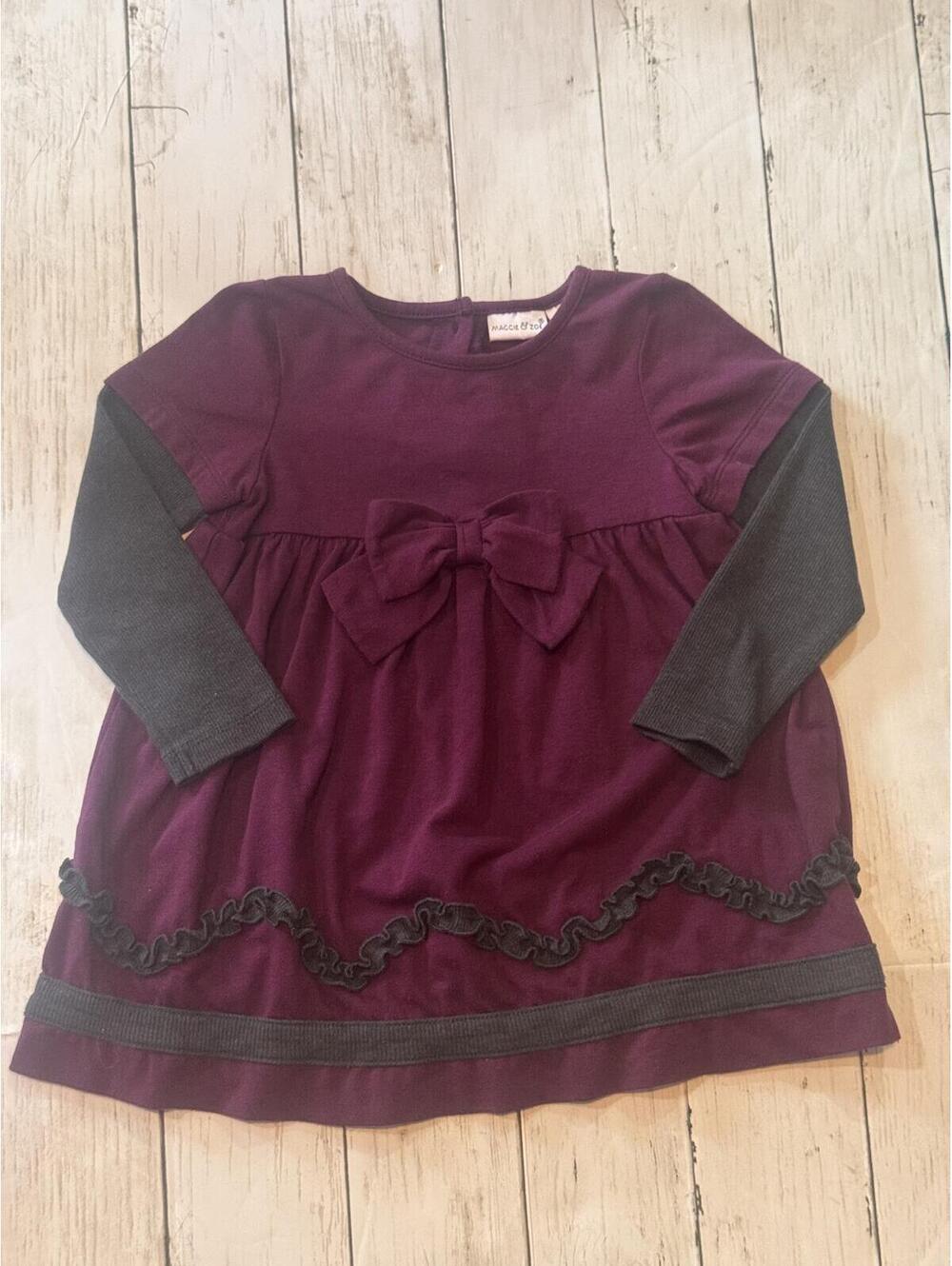 Maggie & Zoe Toddler Dress 2T Plum Bow Ruffle Holiday Dress